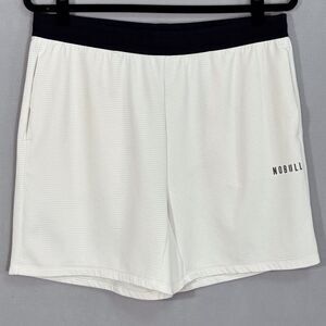 NoBull Mens White Textured Knit Athletic Shorts 2XL Drawstring Performance Gym